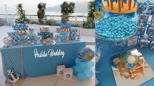 Un tableu de mariage che rispecchi appieno il tema mare rimanda al colore azzurro dell'acqua, alla sabbia delicata, al rumore rilassante della risacca.per accogliere i. Allestimento Prima Comunione Tema Mare Sweet Table Sea Themed Youtube