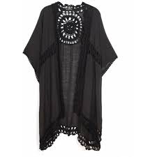 Black Bathing Suit Cover Up Kw Fashion Crochet Kimono Coverup 53 Liked On Polyvore Featuring Swimwear Cover Ups Crochet Bathi Crochet Bathing Suits Crochet Swimsuits Crochet Kimono