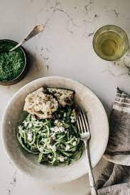 Turnip Noodle Bowls With Grilled Chicken Turnip Greens Pesto Dishing Up The Dirt Pesto Dishes Green Pesto Turnip Greens