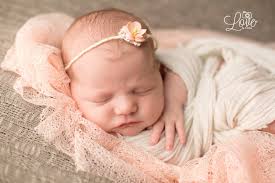 Lynn Peach Flower and Rhinestone Headband, Baby Headband, Baby Tie Back,  Newborn Photo Prop, Simple Headband, Organic Headband