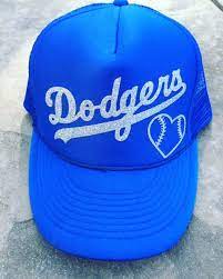 Los Angeles Dodgers Trucker Hat With Heart Silver Glitter Vinyl On A Mesh Hat 100 Polyester Foam Front Soft Dodger Hats Womens Hats Baseball Baseball Hats