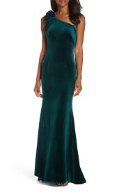 You Ve Got To See The Bridesmaids In Jewel Tones Floral Hoops In This Luxe Autumn Wedding Inspiration Velvet Gown Cocktail Bridesmaid Dresses One Shoulder Gown
