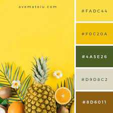 I had been fiddling about with ways to make the colour schemes in my designs look more organic and natural. Tropical Fruits And Green Plants Color Palette 213 Ave Mateiu