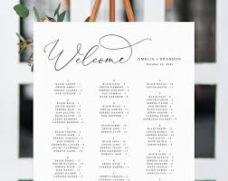 Welcome Wedding Seating Chart Template Table Chart Printable Alphabetical Seating Chart Board Wedding Sign Templett W30 Seating Chart Wedding Seating Chart Template Wedding Seating