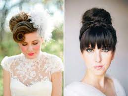 Got Bangs 5 Fringe Friendly Wedding Hairstyles Onefabday Com Ireland Vintage Wedding Hair Wedding Hairstyles Wedding Hair And Makeup