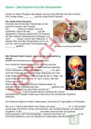 Erster sonntag nach dem ersten frühlingsvollmond. Arbeitsblatt Ostern Lebenskunde Religionslehre Bibel