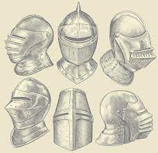 Set Medieval Knights Helmets Medieval Knight Helmet Helmet Drawing Knight Helmet