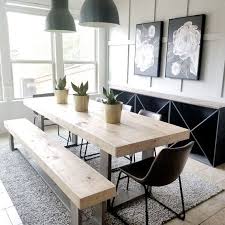 This Table Set Is Great For So Many Reasons The Style Mix Of Modern An Rustic Farmhouse Dining Table Modern Farmhouse Dining Room Farmhouse Dining Rooms Decor