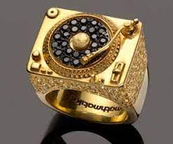 Turntable Ring Black Gold Jewelry 18k Gold Ring Music Jewelry