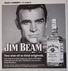 1974 JIM BEAM Bourbon Whiskey Print Ad ~ SEAN CONNERY James Bond Agent 007