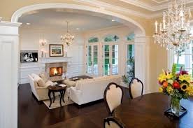 I Like The Separation Between This Dining And Living Space Arched Doorway And Two Steps But Sti Traditional Family Rooms Sunken Living Room Family Room Design