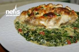 Kafes Tavuk Kremali Ispanak Yataginda Nefis Yemek Tarifleri Yemek Tarifleri Ispanak Yemek Susleme