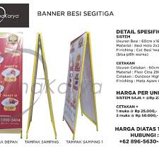 Ukuran standing banner terbagi menjadi 3 macam sesuai fungsi dan tujuannya, yang bisa kita desain di photoshop, coreldraw, power point, dan. Jual Banner Besi Segitiga Di Lapak Mahakarya Shop Bukalapak