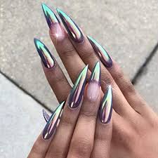 This is my 24 hours super long unicorn nails challenge. Tempea Mirror Effect Aurora Chameleon Pearl Chrome Nail Pigment Powder Holographic Mirror Laser Nail Art Magic Unicorn Rainbow Glitter Blue Chrome Purple Sparkle Acrylic Nail Dipping Powder Decoration Wantitall