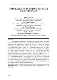 pdf comparative study on ring rotor and air jet spun yarn