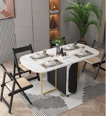 folding table household small family northern european dining table marble multi functional retractable in 2021 dining table marble cheap dining room sets dining table