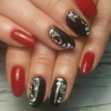Pink & black acrylic nail design. Red And Black Nails Big Gallery Of Designs Bestartnails Com