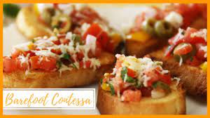Arrange the tomatoes on a sheet pan, cut sides up, in a single layer. Barefoot Contessa Bruschetta W Sweet Peppers Gorgonzola Ina Garten Youtube