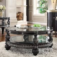 The round coffee tables are supported by dark gray iron frames and finished. Buy Homey Design Hd 1208 Coffee Table Set 3 Pcs In Black Silver Lacquer Online