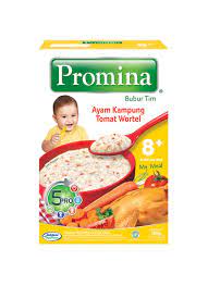 Promina bubur bayi box 120 gr bubur mpasi bayi 6 bulan ke atas 1. Promina Bubur Tim Ayam Kampung Tomat Wortel Box 100g Klikindomaret