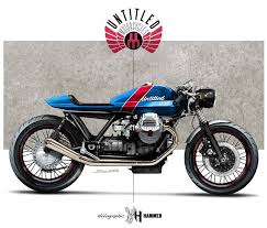 Blue Cafe Racer Red Racing Stripe Bike Sketch Moto Guzzi Moto Guzzi Cafe Racer