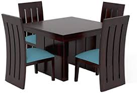 Square dining room table for 8 contemporary with photos of square. Furnizy Sheesham Wood Square Dining Table With 4 Chair For Living Room Wooden 4 Seater Dining Table Sets For Home Kitchen Modern Furniture Four Seater Dining Room Set Dark Walnut Amazon In