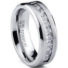 Ringwright Co Titanium Men S Wedding Band Engagement Ring With 9 Large Princess Cut Cubic Zirconia Walmart Com Walmart Com
