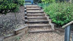 Einfache Aussentreppe Aus Holz Und Kies Gartentipps Und Anleitung Zum Selbermachen Dekoration Haus Gartentreppe Garten Stufen Aussentreppe