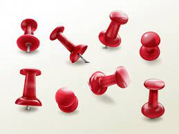 Download Stationery Office Thumbtack Realistic Set Of Red Glossy Push Pins For Fixing On Board Remind For Free Stationery Vector Free Thumbtack