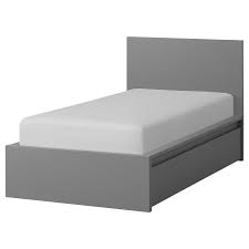 Ikea Malm High Bed Frame 2 Storage Boxes Gray Stained In 2020 High Bed Frame Adjustable Beds Bed Frame