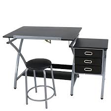 Adjustable Mdf Drafting Table Art Craft Drawing Desk Art Hobby Folding W Stool And Drawer Desk Drawing Desk Hobby Desk