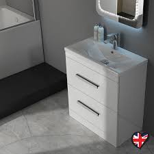 30 x 86.4cm free standing cabinet hudson reed finish: Patello 60 White Vanity Unit And Basin 2 Draws Buy Online At Bathroom City
