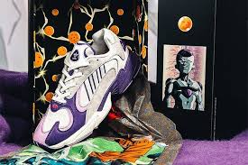 Resembling the character frieza, this pair features white mesh and leather across the upper while both purple and pink accents are used. Release Date Dragon Ball Z X Adidas Son Goku Vs Frieza Sneaker Freaker