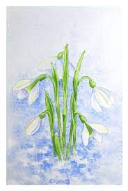 Original Watercolor Snowdrop White Snowdrop In The Snow Watercolor Painting House Wall Decor Flower Painting Watercolor Original Watercolors Flower Painting
