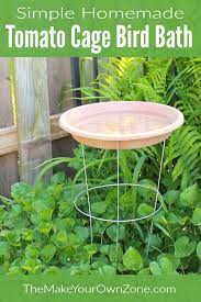 Your feathered friends are going to love these bird baths as much as you do! Homemade Tomato Cage Bird Bath The Make Your Own Zone