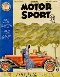 Fiat Mod 514 Magazine Cover By Rudolf Niczky Car Illustration Vintage Cars Bike Magazine