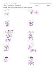 Copy Of 1 Properties Of Exponents Practice Pdf Kuta Software Infinite Algebra 1 Name More Properties Of Exponents Date Period Simplify Your Answer Course Hero