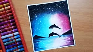Dolphin Night Sky Scenery Drawing With Oil Pastel Step By Step Youtube Oil Pastel Art Oil Pastel Oil Pastel Techniques