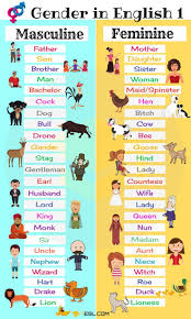 Gender Of Nouns Useful Masculine And Feminine List 7 E S L Gender In English English Words English Phrases