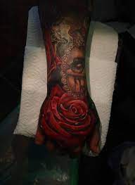 Realistic Rose Hand Tattoo By Rose Price Tattoos Rose Hand Tattoo Hand Tattoos