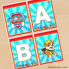 Glass milk bottles wrapped in paw patrol wrappers. Free Printable Paw Patrol Alphabet Banner Pack