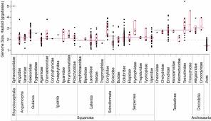 variability chart for haploid genome size in reptilia from