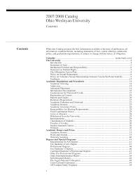 20072008 Catalog Ohio Wesleyan University