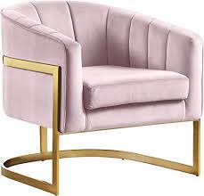 Pink and gold accent chair. Amazon For Meridian Furniture Carter Collection Modern Contemporary Upholstered Velvet Barrel Accent Chair With Gold Stainless Base Pink 29 W X 27 5 D X 31 H Accuweather Shop