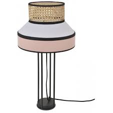 • support pour douille e27. Lampe A Poser Singapour Rose Blanc En Cannage Lin Naturel Par Market Set