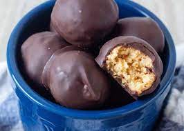 Refrigerate while making peanut butter layer. Peanut Butter Balls With Rice Krispies Chocolate With Grace