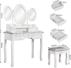 Not only does a dressing table. Dressing Table Stool With 7 Drawers And 3 Oval Rotatable Mirrors Make Your Old House New