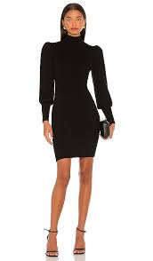 Caleb Mock Neck Puff Sleeve Mini Dress