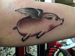 Keeping these explanations in mind, we do know the pig and rooster tattoo meaning is symbolic of good luck on the ocean and symbol to keep a sailor from drowning. Takes A New Meaning To The Phrase When Pigs Fly Pig Tattoo Flying Pig Tattoo Tattoos