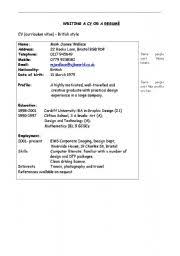 Your cv should only contain information relevant to your potential employer. Curriculum Vitae Esl Worksheet By Dragonfly2